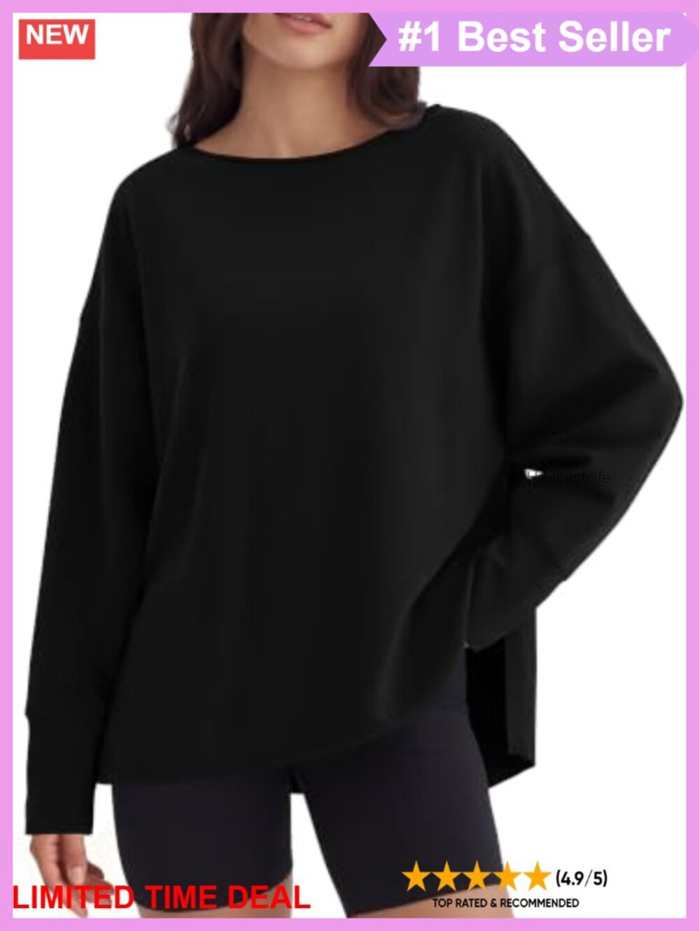 Oversized Sweatshirt Women Boat Neck Tunic Pullover Casual Top